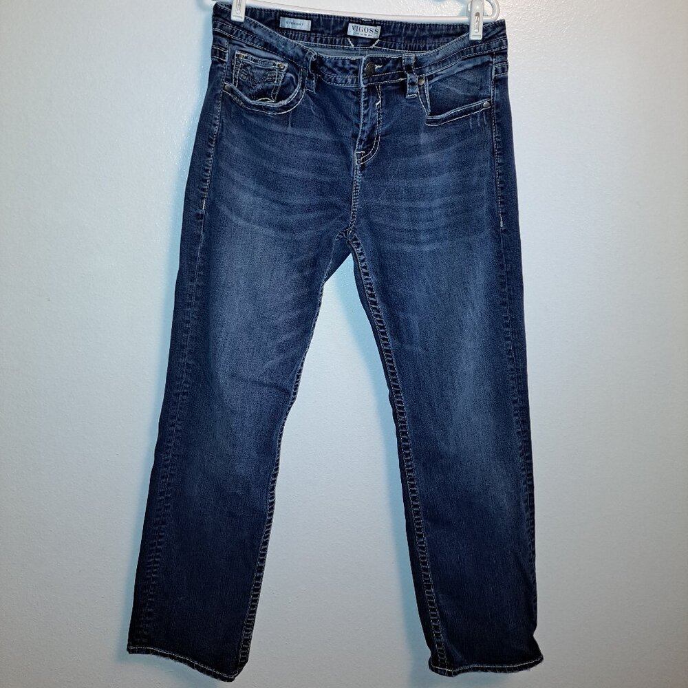 Vigoss Straight Embroidered Pocket Denim Jeans - Picture 3 of 10